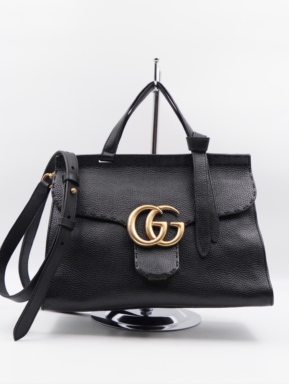 CH05 💗 Gucci GG Marmont Top Handle Bag Leather Small satchel